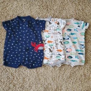 3 snap front rompers